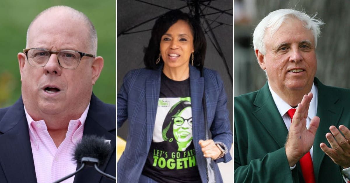 Larry Hogan won the Republican primary in Maryland while Angela Alsobrooks and Jim Justice also tasted victory in the primaries (Getty Images, Andrew Harnik/Getty Images, Hunter Martin/Getty Images)