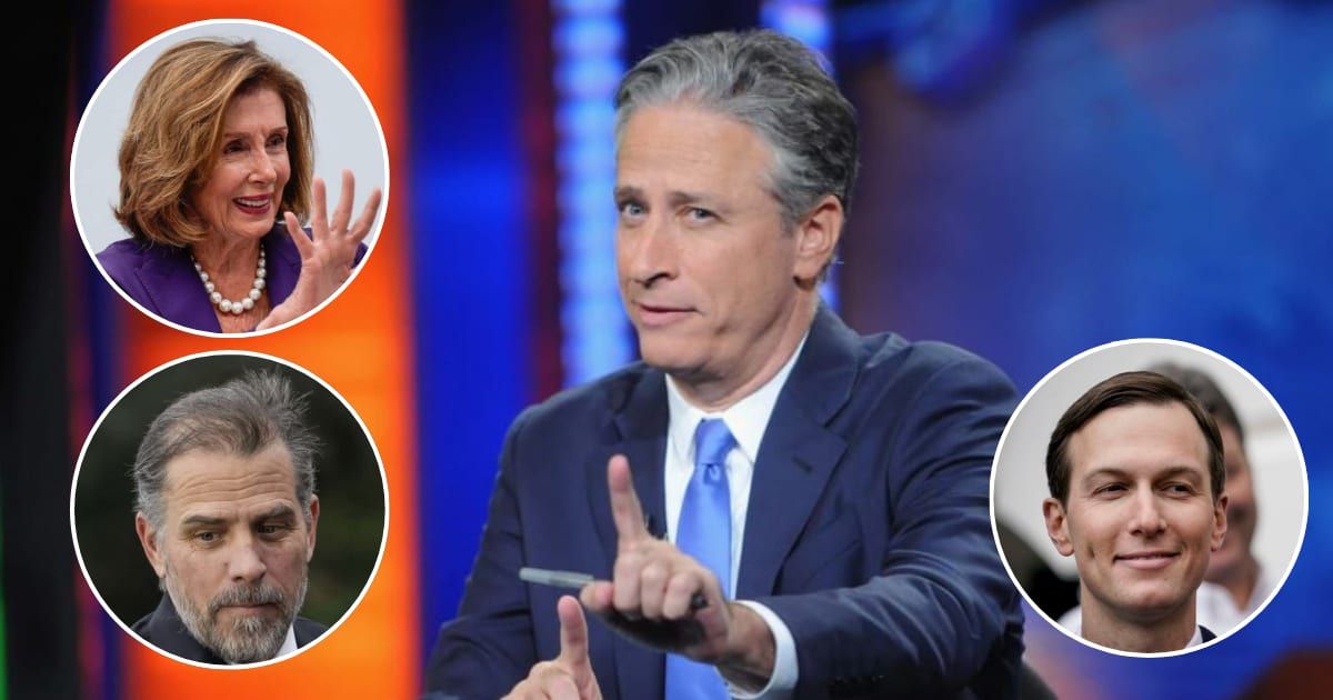 Jon Stewart delved into the murky world of money in politics, targeting prominent figures like Hunter Biden, Nancy Pelosi and Jared Kushner (Getty Images)