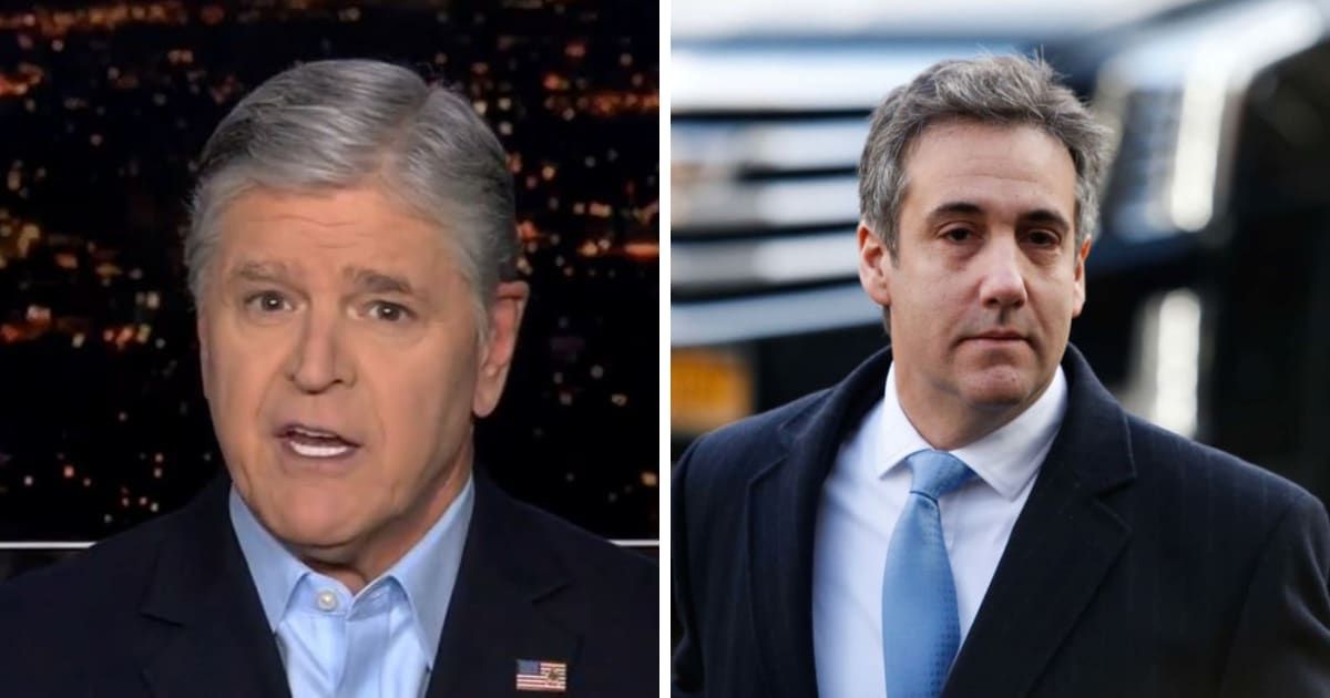 Sean Hannity delivers a scathing critique of former Trump attorney Michael Cohen amid the hush money trial (Fox News/YouTube, Getty Images)