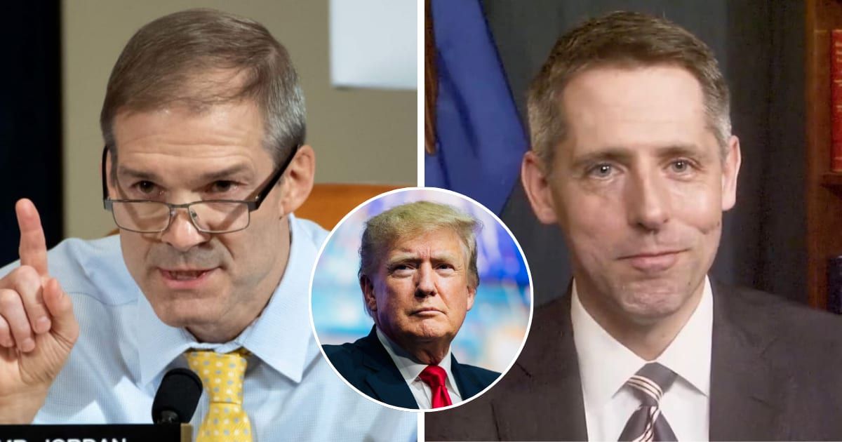 Rep Jim Jordan accused Donald Trump's hush money trial prosecutor Matthew Colangelo of being obsessed with the former president (Getty Images and Department of Justice)