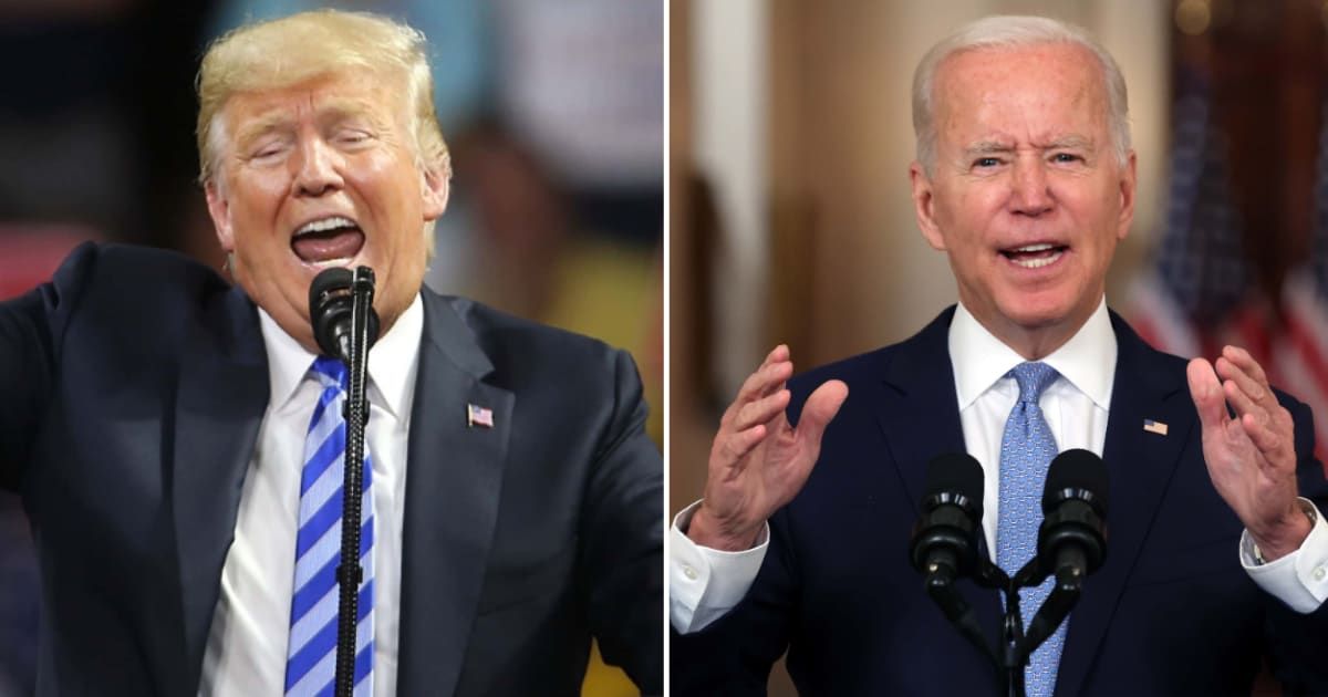 Former President Donald Trump responded to President Joe Biden's challenge for a presidential debate with a barrage of insults directed at his political opponent (Getty Images)