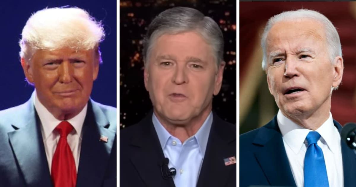Sean Hannity criticized the multiple restrictions Joe Biden's campaign has placed on a proposed Donald Trump debate (Chip Somodevilla, Justin Sullivan/Getty Images, Getty Images)