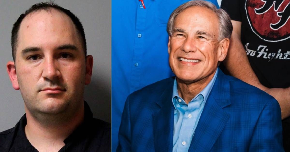 Greg Abbott has pardoned Daniel Perry (L) who shot and killed an armed Black Lives Matter demonstrator in 2020 (@GregAbbott_TX/ X, NBC video screengrab)