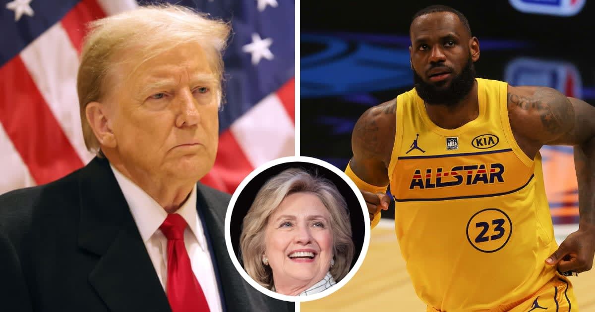 Donald Trump (L) not only unleashed a torrent of insults against LeBron James (R) but also made a sexually charged comment about Hillary Clinton (Getty Images)
