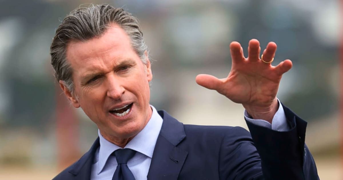 During a press conference, Gavin Newsom highlighted California's efforts, particularly citing a 30 percent decline in veteran homelessness (Getty Images)