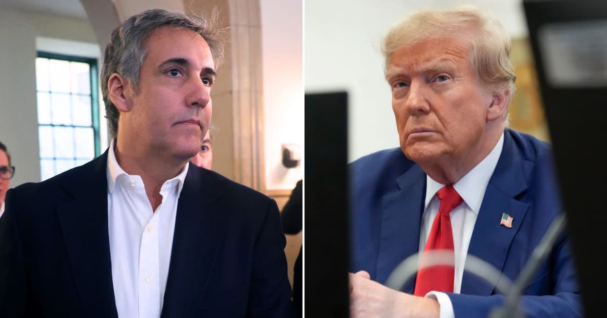 Donald Trump's defense team attacked Michael Cohen's credibility on Thursday, May 16, questioning his previous claims regarding pardons from the former president (Getty Images)