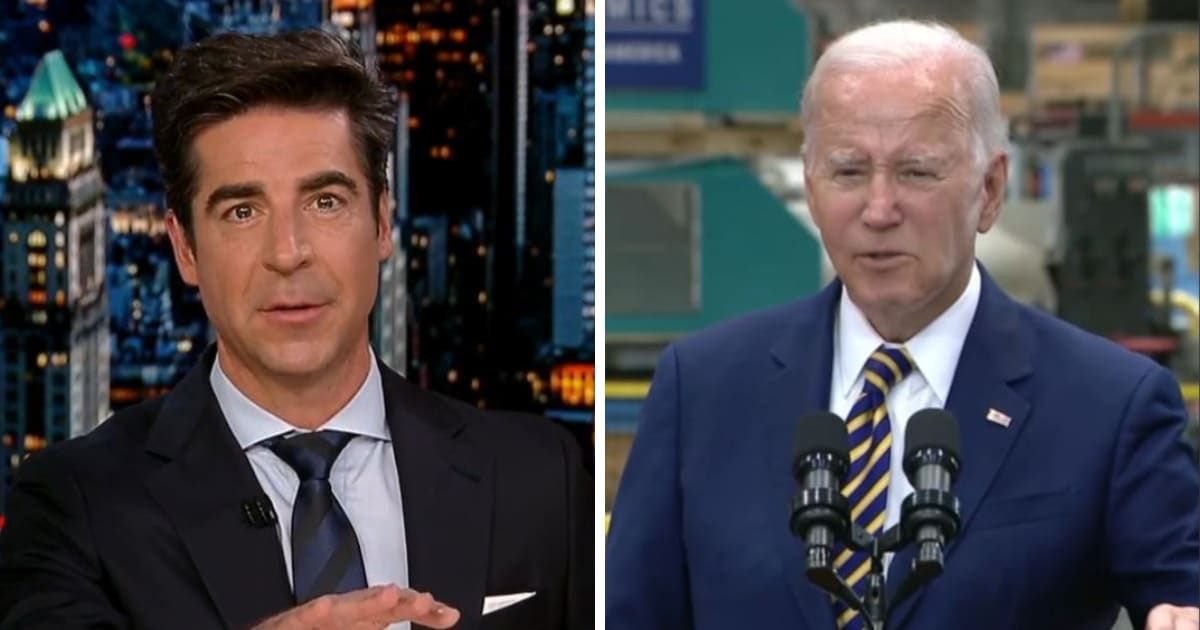 Fox News host Jesse Watters highlighted President Joe Biden's dwindling cash reserves (@Jesse Watters/X, Getty Images)