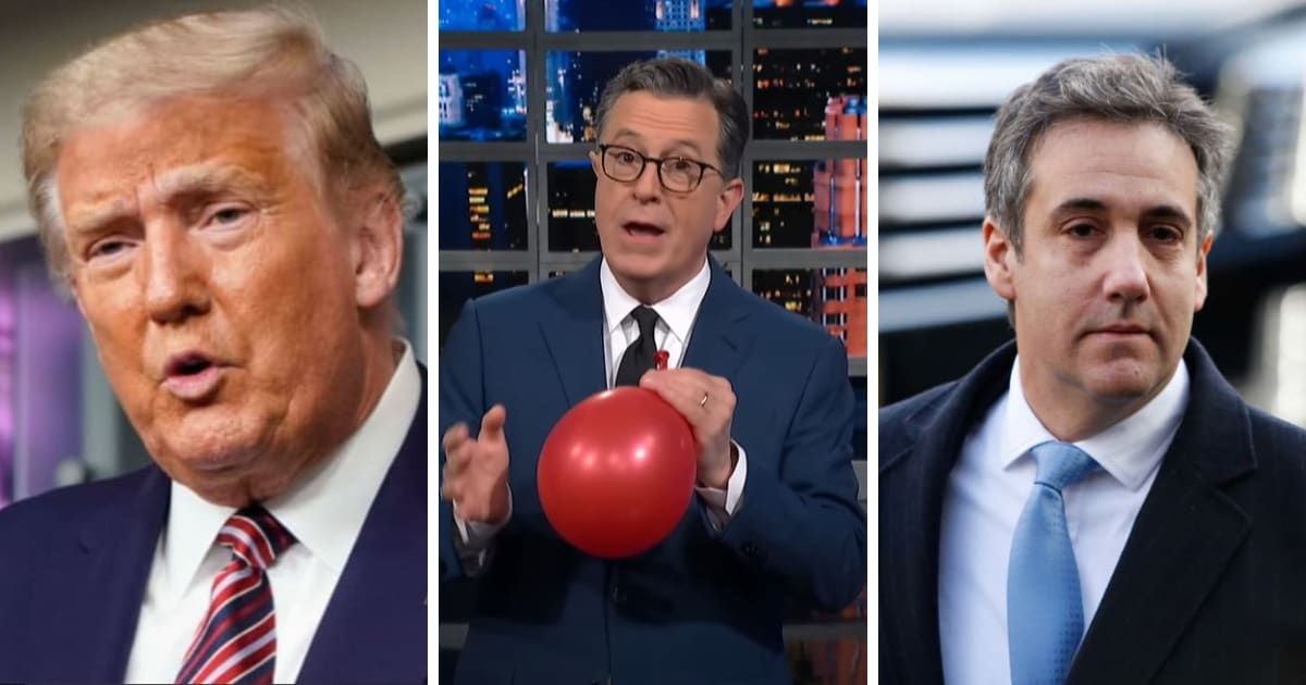 Stephen Colbert takes a dig at Donald Trump's legal team for trying to discredit Michael Cohen's testimony in the former president's hush money trial (Getty Images, The Late Show with Stephen Colbert/YouTube, Getty Images)