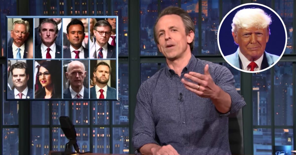 Matt Gaetz and Lauren Boebert were the latest Republican lawmakers to show up in support of former President Donald Trump at his criminal trial in New York (LateNightSeth/Youtube; Getty Images)