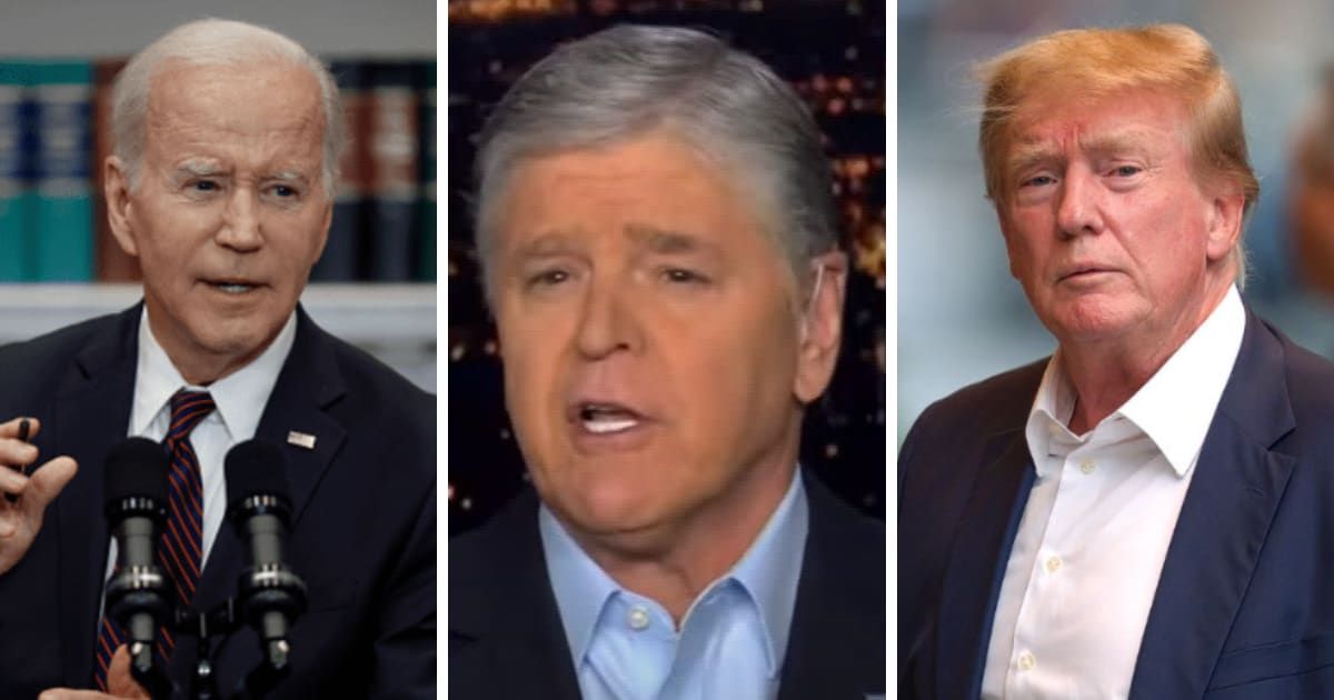 Sean Hannity claimed supporters of President Joe Biden were shifting base to back Donald Trump (Getty Images, Screengrab/Fox News)