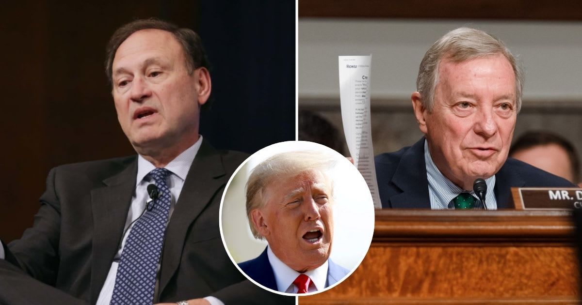 Justice Samuel Alito was asked by Sen Dick Durbin to remove himself from Donald Trump's 2020 election cases (Getty Images, @senatordurbin/Instagram)