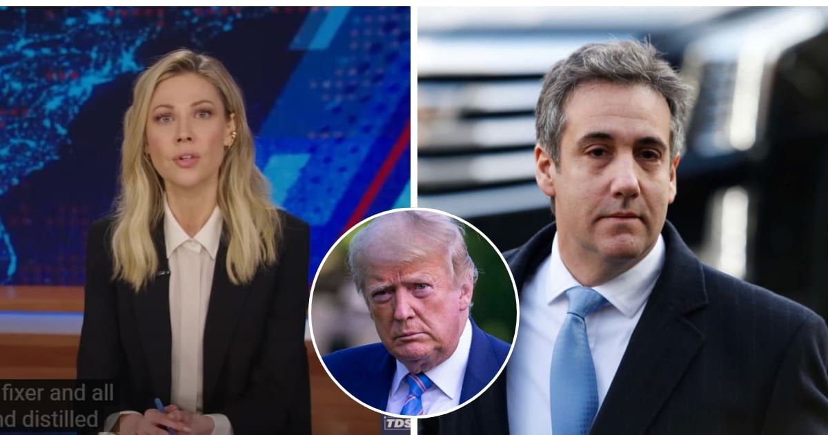 In the latest episode of 'The Daily Show', the focus remains on Donald Trump's  hush money trial (The Daily Show/ Getty Images )