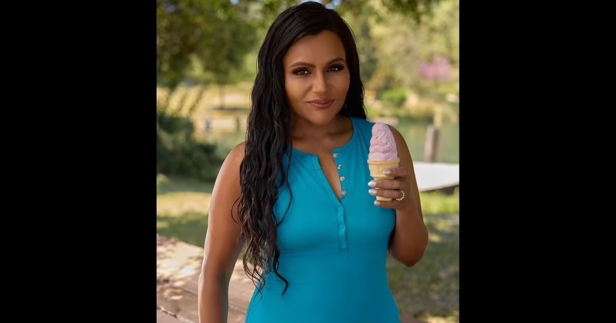 Mindy Kaling posted a photo in a blue swimsuit (@mindykaling/Instagram)