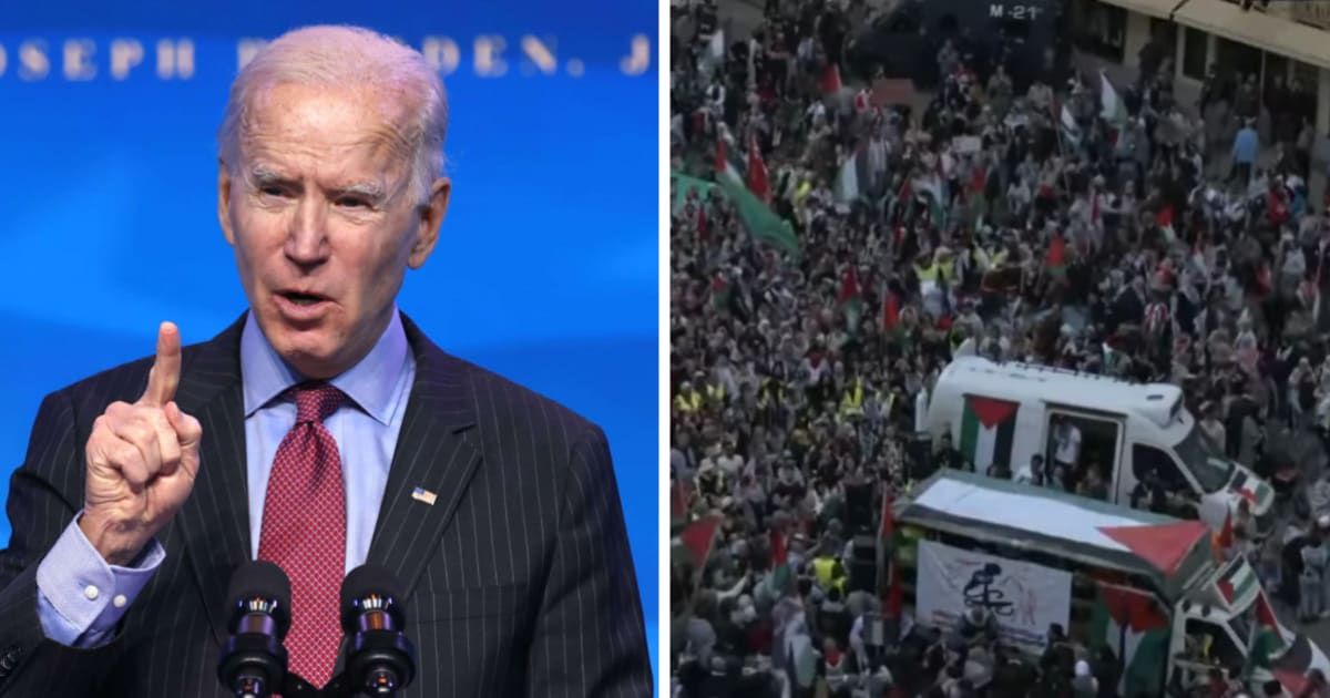 Joe Biden's administration said they want to help the Palestinian family members of American citizens resettle in the US (Getty Images and YouTube/Firstpost)