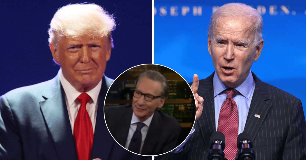 Bill Maher said Joe Biden is debating Donald Trump because he's aware of his loss (Getty Images, Real Time with Bill Maher/YouTube)