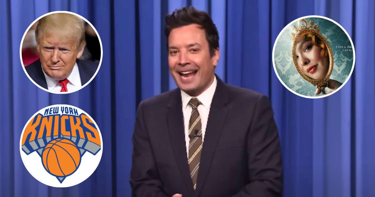 Jimmy Fallon's 'Tonight Show' delivered a fun news mashup segment featuring Donald Trump's hush money trial, the Knicks, and the latest season of 'Bridgerton' (Getty Images, @fallontonight/YouTube, Wikipedia, Netflix)
