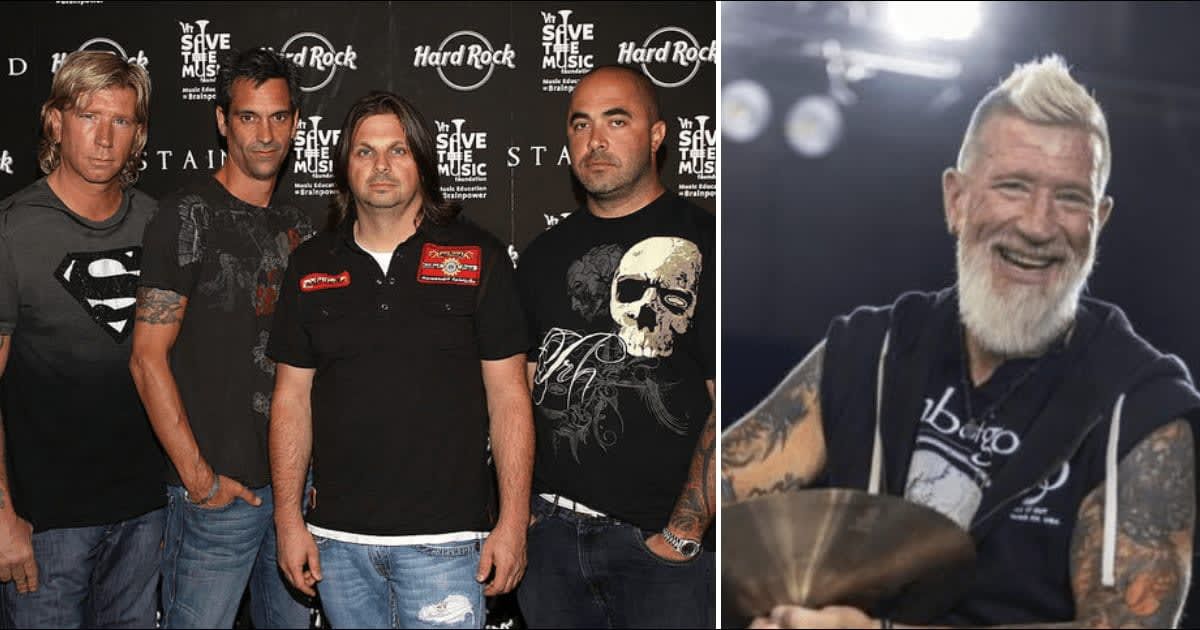 Jon Wysocki seen with his Staind bandmates Johnny April, Mike Mushok and Aaron Lewis (Jason Kempin/Getty Images, LydiaCastleOfficial/Instagram)
