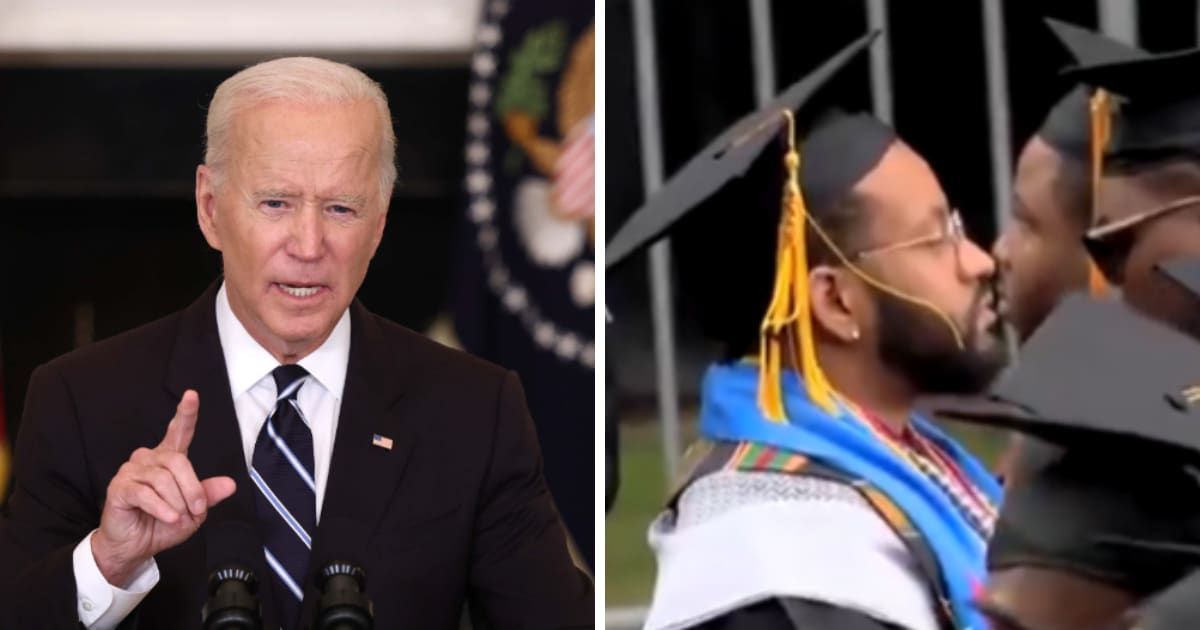 Some Morehouse College students turned their back on President Joe Biden during his commencement speech (Getty Images, RNC Research/X)