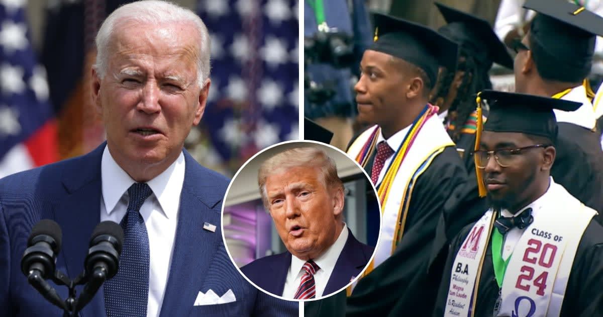 President Joe Biden warned the Black students of Morehouse College about their future under Donald Trump (Getty Images, Morehouse College/Youtube)