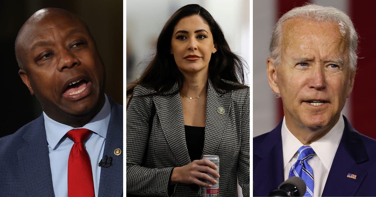 Tim Scott and Anna Luna ask for Biden's drug test ( Justin Sullivan/Getty Images, Anna Moneymaker/Getty Images, and Chip Somodevilla/Getty Images)