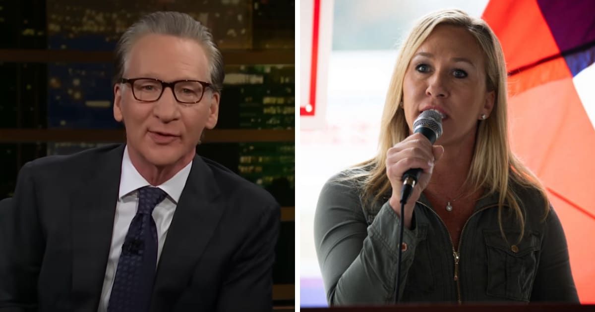 Bill Maher labeled Republicans like Marjorie Taylor Greene Greene as 'natural-born cultists', suggesting their allegiance to Trump has worsened the issue (Real Time with Bill Maher/YouTube and Getty Images)