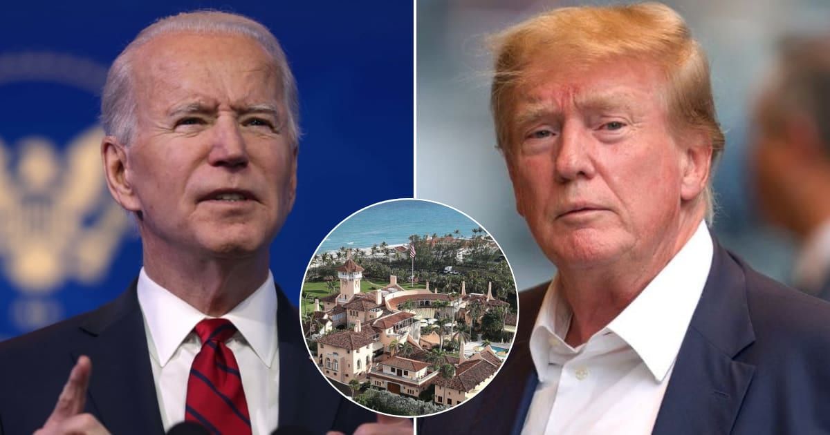 Donald Trump lashed out at Joe Biden accusing him of a deadly raid on Mar-a-Lago after new information was revealed about classified documents (Getty Images) 