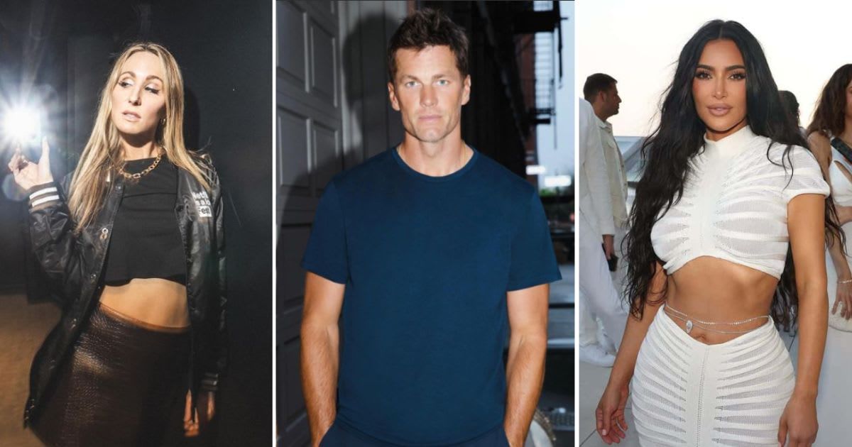 Nikki Glaser (L) has revealed why Kim Kardashian got booed at Tom Brady's roast (@nikkiglaser/Instagram, @tombrady/Instagram, kimkardashian/Instagram)