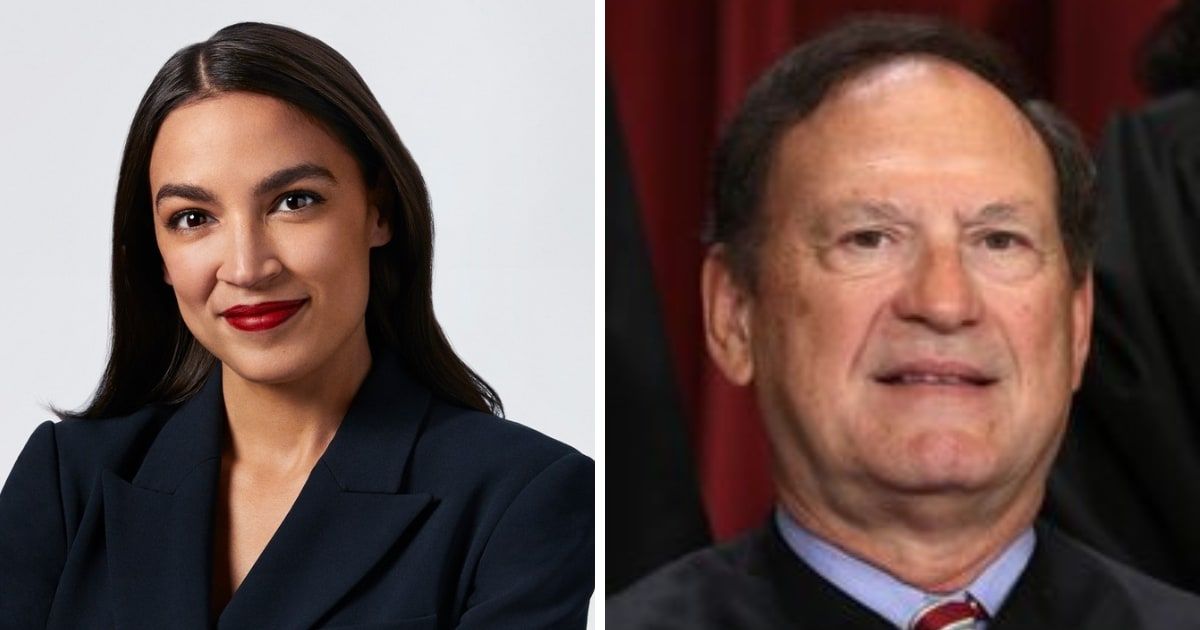 Alexandria Ocasio-Cortez wants an investigation against Justice Samuel Alito (Facebook/ Alexandria Ocasio-Cortez and Getty Images)