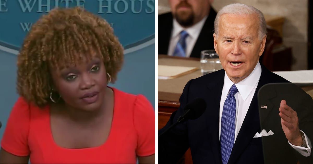 White House press secretary Karine Jean-Pierre came under fire for her defense of President Joe Biden on the border issue (@PressSec/X, Chip Somodevilla/Getty Images)