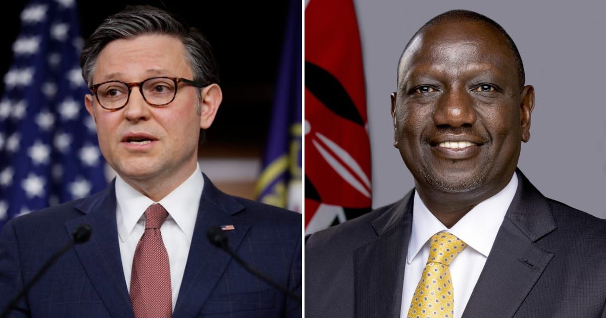 Speaker Mike Johnson was criticized by the Congressional Black Caucus for denying opportunity to Kenyan President (Getty Images, William Samoei Ruto/FB)