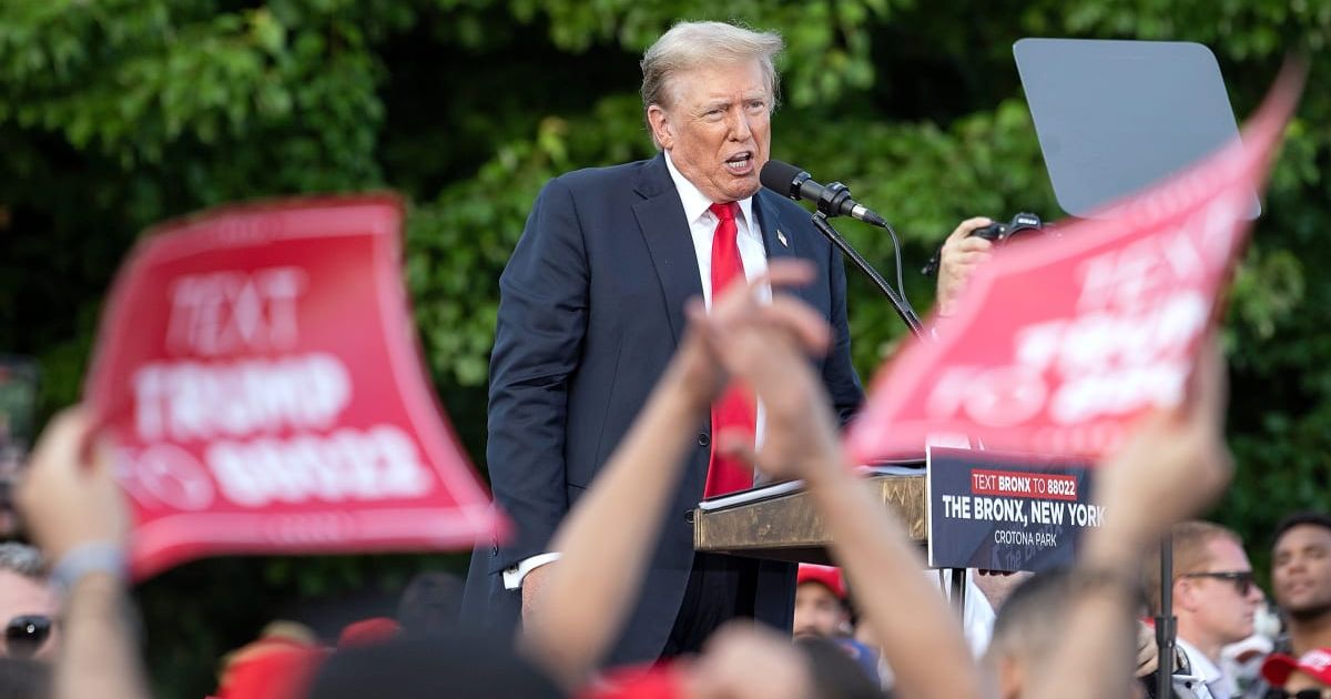 Donald Trump speaks at a campaign event at Crotona Park in the South Bronx on Thursday, May 23, 2024 in New York City (Steven Ferdman/GC Images)
