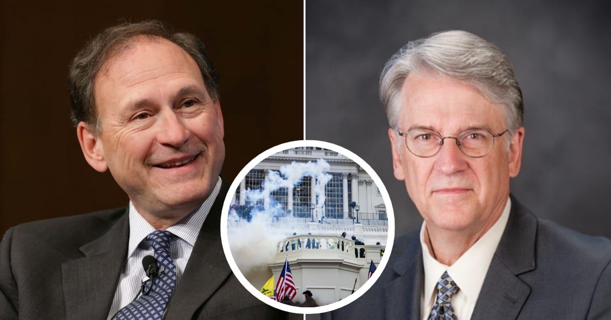 Justice Samuel Alito (L) got called out as 'dumb' by federal Judge Michael Ponsor (R) for his actions post Capitol Riots in 2021 (Getty Images, Western New England University)