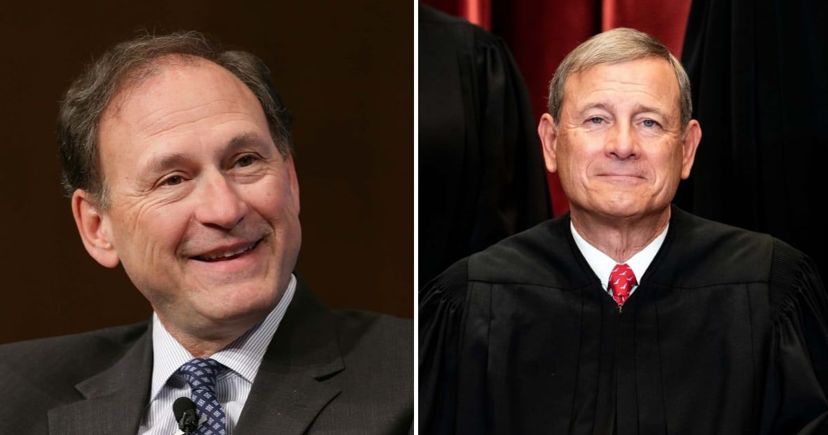 Key democrats are seeking a meeting with Chief Justice John Roberts (R) over 'ethical crisis' amid Samuel Alito's (L) flag controversy (Getty Images)