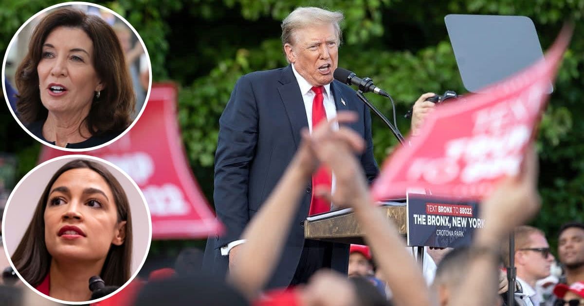 Kathy Hochul and Alexandria Ocasio-Cortez said Donald Trump will never win Bronx (Getty Images)