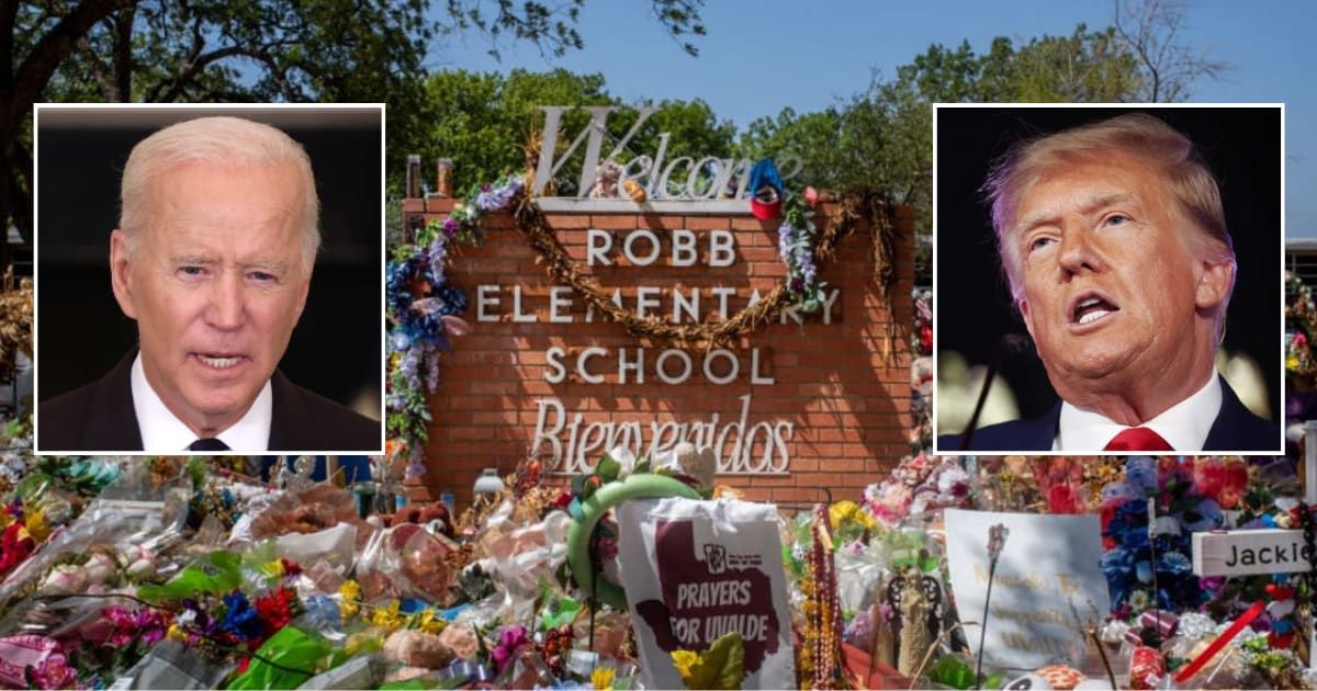 Joe Biden's new campaign ad on the Uvalde school shooting criticized Donald Trump's take on gun control (Brandon Bell/Getty Images, Getty Images)