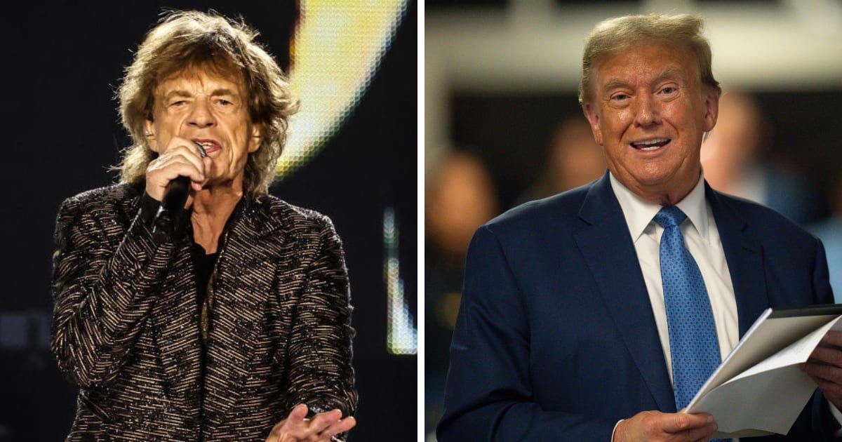 Mick Jagger took a dig at Donald Trump as the former president is currently embroiled in a hush money trial (Kevin Mazur/Getty Images and Getty Images)