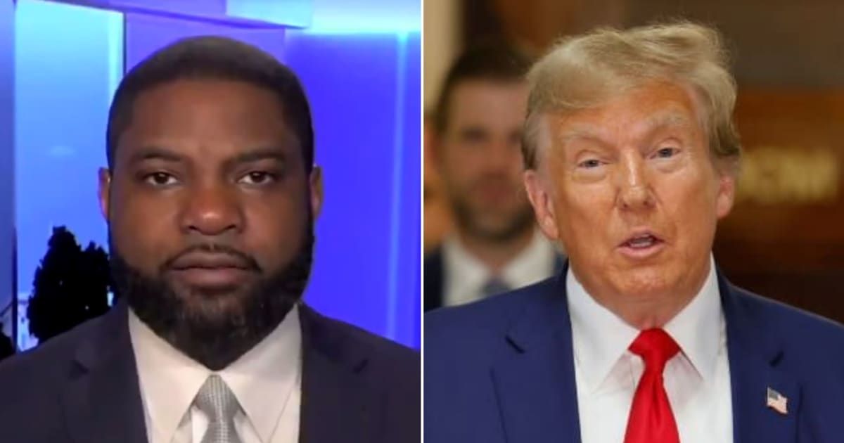 Byron Donalds didn't answer questions on whether he thinks the FBI wanted to 'assassinate' Donald Trump while searching his Mar-a-Lago estate for classified documents (screenshot/Fox Business, Getty Images)