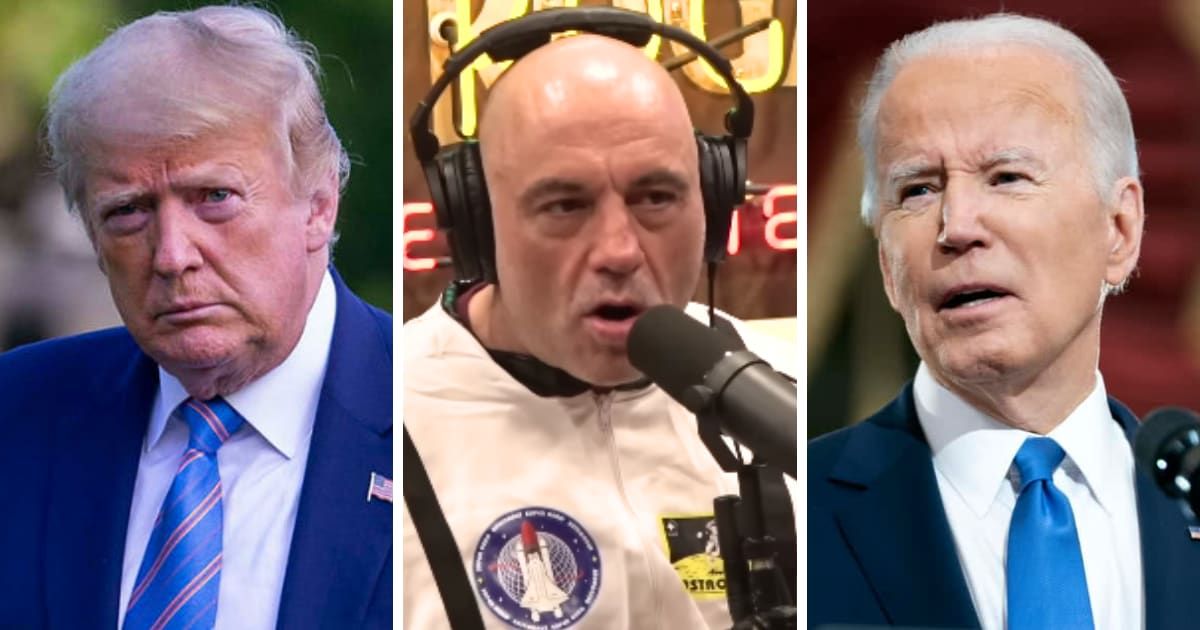 Podcaster Joe Rogan argued Democrats lose all credibility by holding back criticism of Biden for fear of empowering Trump (Getty Images)
