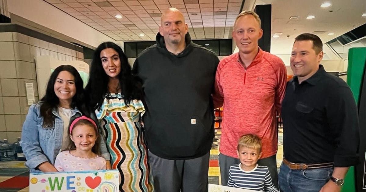 Bryan Hagerich, pictured next to Senator John Fetterman, made a triumphant return home after a 3-month detention in Turks and Caicos (X/@SenFettermanPA)