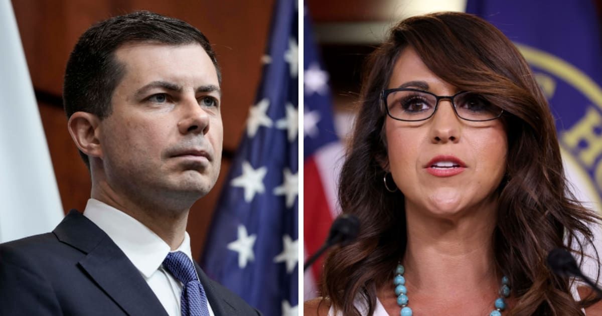 Pete Buttigieg was the target of a homophobic slur by Lauren Boebert (Getty Images)