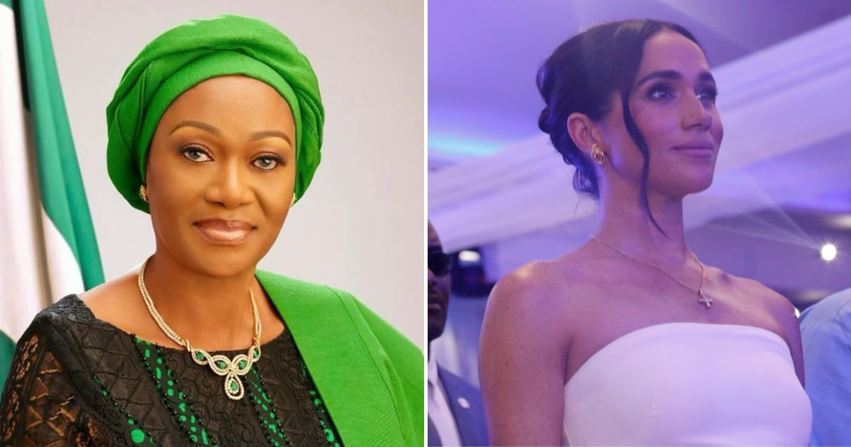 Nigeria's First Lady Oluremi Tinubu has slammed Meghan Markle for her outfit choices (@sen_oluremi_tinubu_con/Instagram, Andrew Esiebo/Getty Images for The Archewell Foundation)