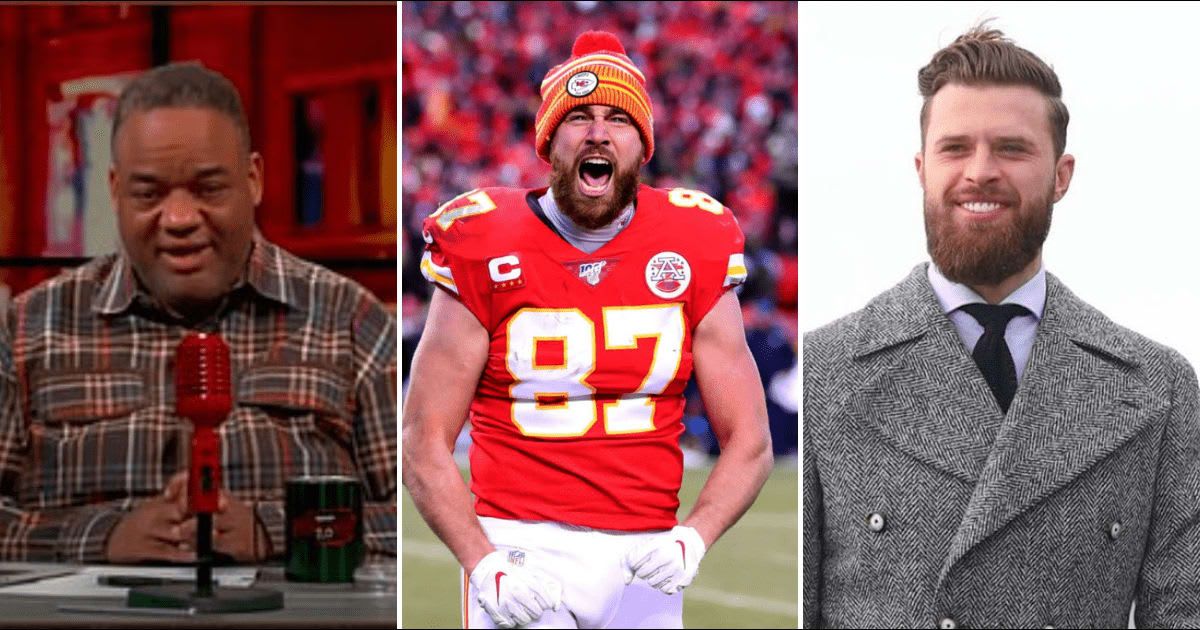 Jason Whitlock slams Travis Kelce over his response to Harrison Butker’s controversial speech (@jasonwhitlock/youtubescreengrab, Getty Images, @harrisonbutker/Instagram) 