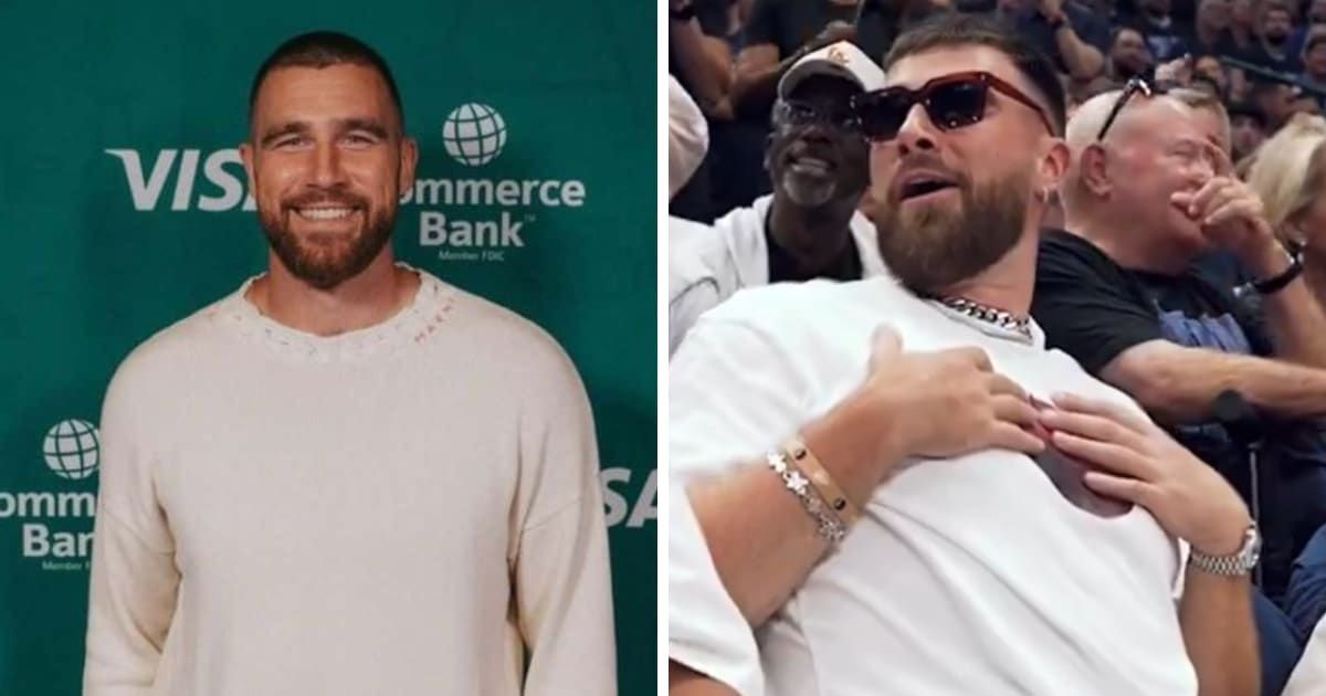 Travis Kelce was strongly booed during NBA playoffs Game 3 in Dallas, Texas (Getty Images, @dallasmavs/X)