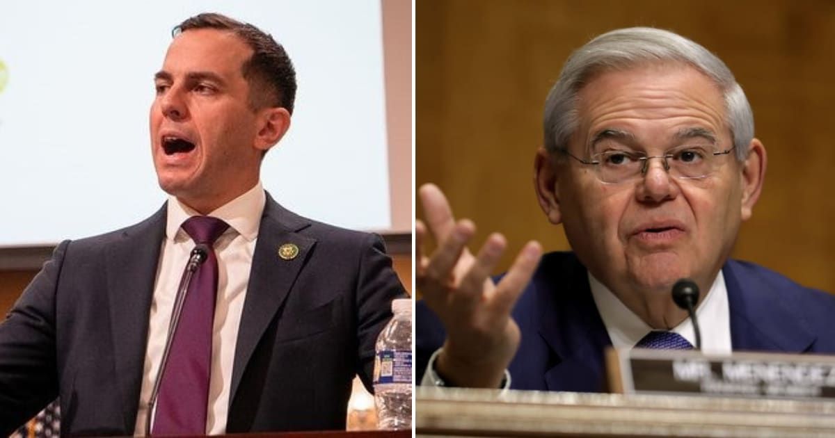 Sen Bob Menendez's son, Rep Rob Menendez, shrinked the font of his surname in campaign posters amid father's ongoing trial (@repmenendez/IG, Getty Images)