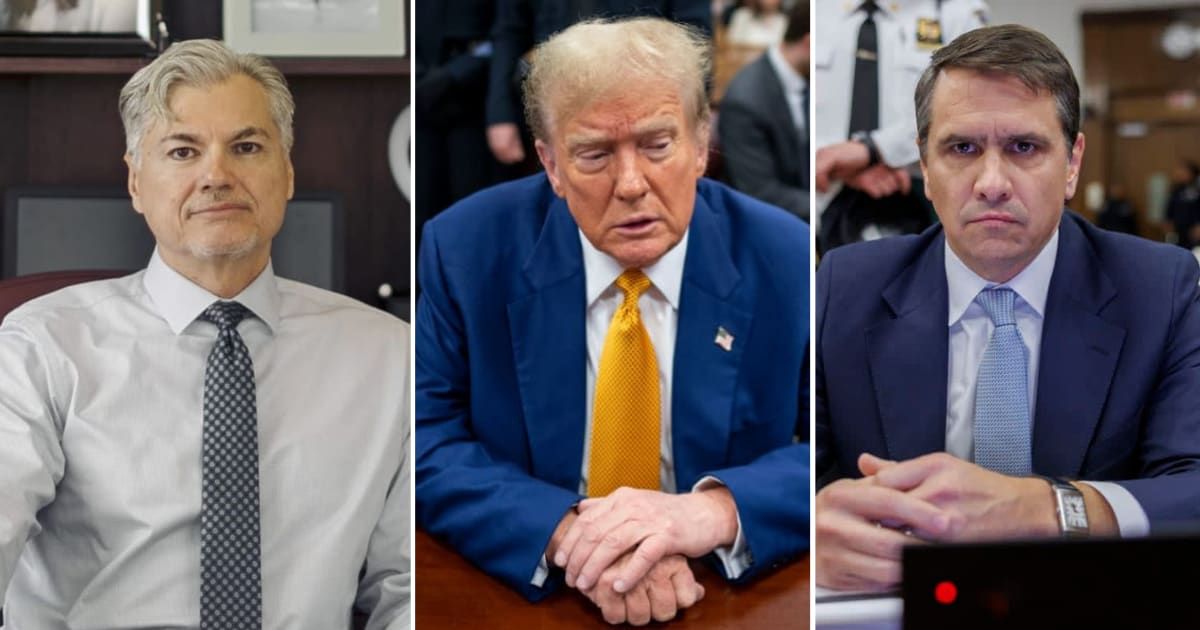 Judge Juan Merchan (L) reprimanded Donald Trump's attorney Todd Blanche (R) for making 'outrageous' remarks to the hush money trial jury (Getty Images)
