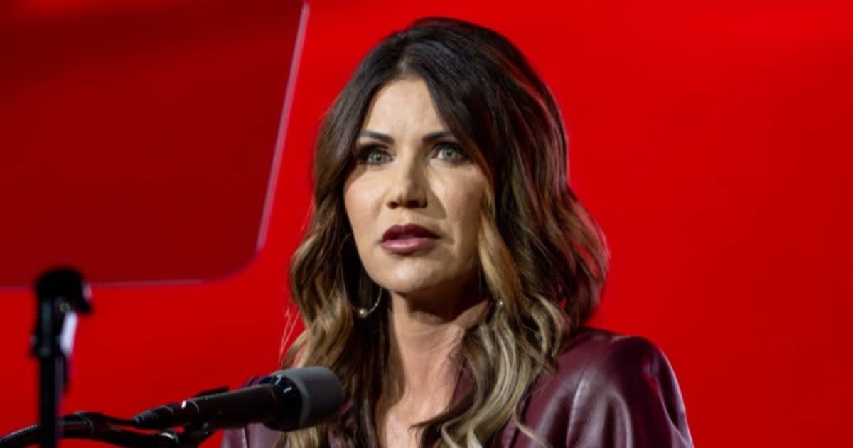 The consumer advocacy group claimed that Kristi Noem was 'extremely evasive' and 'threatening' when it attempted to serve her with legal papers (Getty Images)