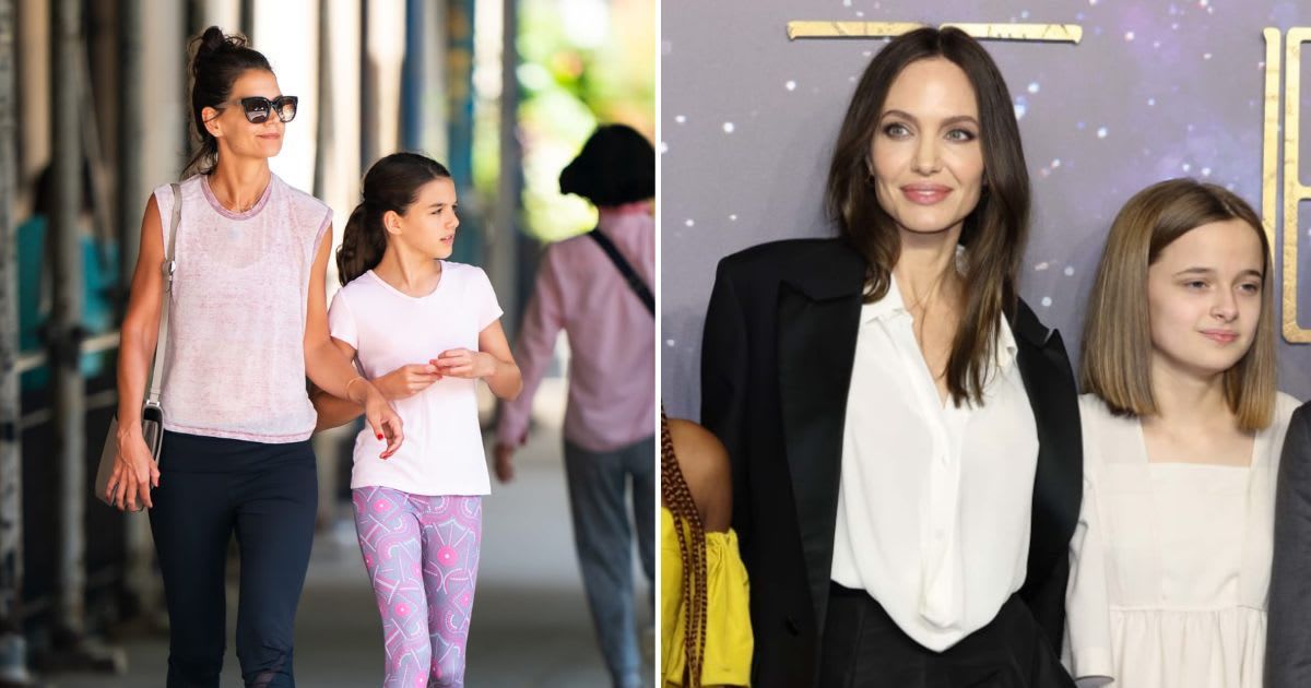 Katie Holmes with Suri Cruise and Angelina Jolie with Vivienne Jolie-Pitt (Gotham/GC Images, Getty Images)