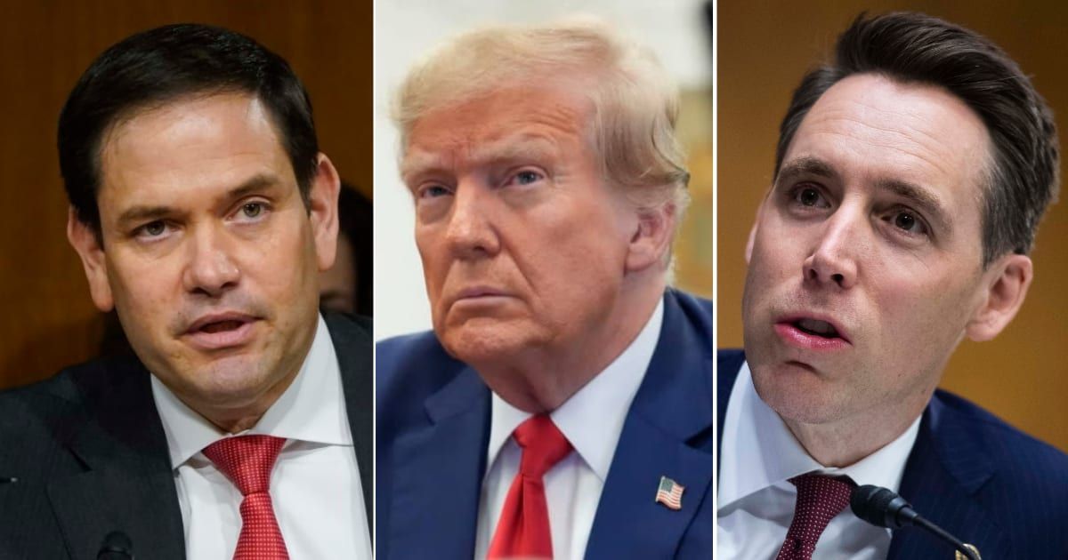 GOP Senators Marco Rubio (L) and Josh Hawley (R) spoke in support of Donald Trump as jury deliberations in the hush money case begin (Getty Images)