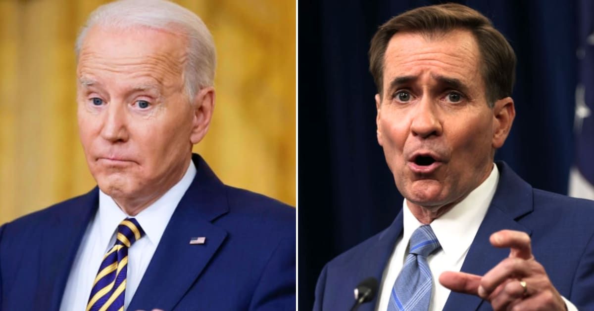 The Joe Biden administration was blasted online after White House spokesperson John Kirby did not confirm whether the weapons used in the Rafah airstrike were supplied by the US (Getty Images)