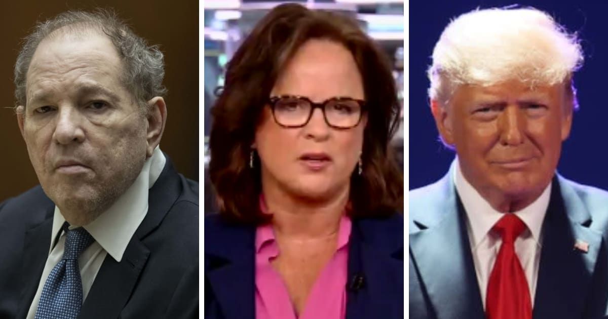 Fox Business host Elizabeth MacDonald compared Harvey Weinstein’s overturned rape conviction to the future of Donald Trump’s hush money verdict (Getty Images)
